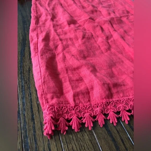 Lungo L’Arno Women’s M 100% Linen Boat Neck Short-Sleeve Coral Pink Dress - VGUC - Picture 3 of 10